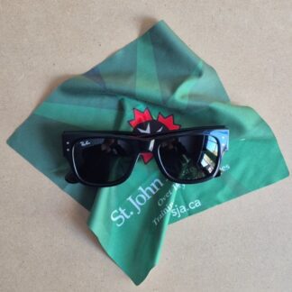SJA sunglass lens cleaning cloth in a pouch