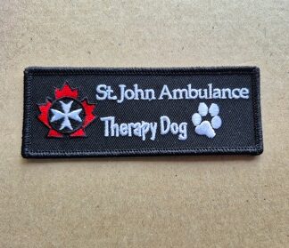 Embroidered Therapy Dog Patch / Black